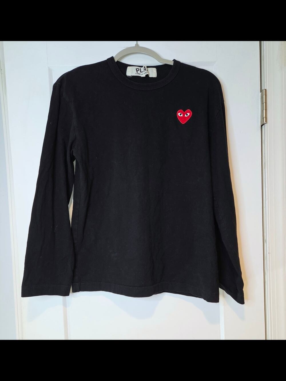 CDG PLAY Comme des Garcons Black Long Sleeve Heart Logo Tee